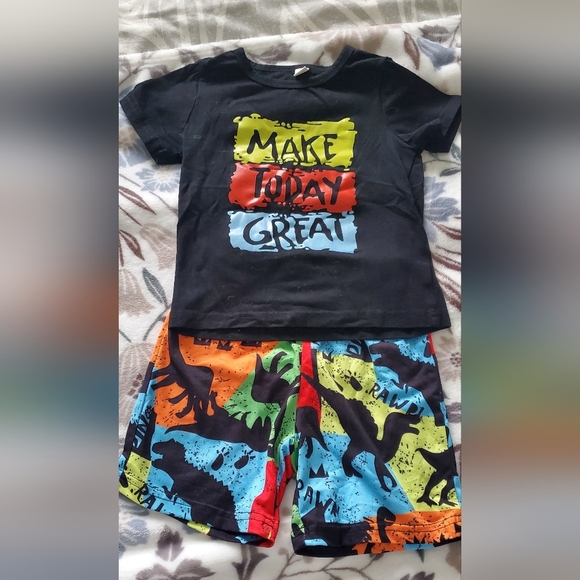 Colorful Dinosaur Print Kids Outfit - Picture 1 of 1